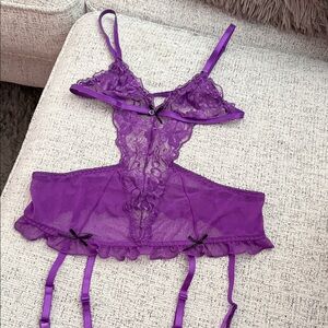 Vibrant Purple Lace Chemise Lingerie